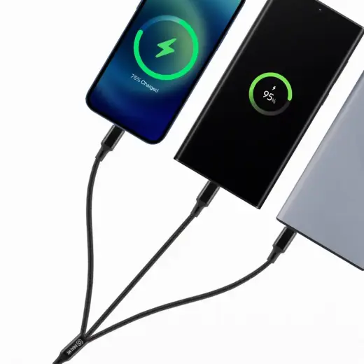 OBAL:ME AllConnect data transfer and charging cable | USB-A to USB-C, Lightning, Micro USB | 1.2m | black