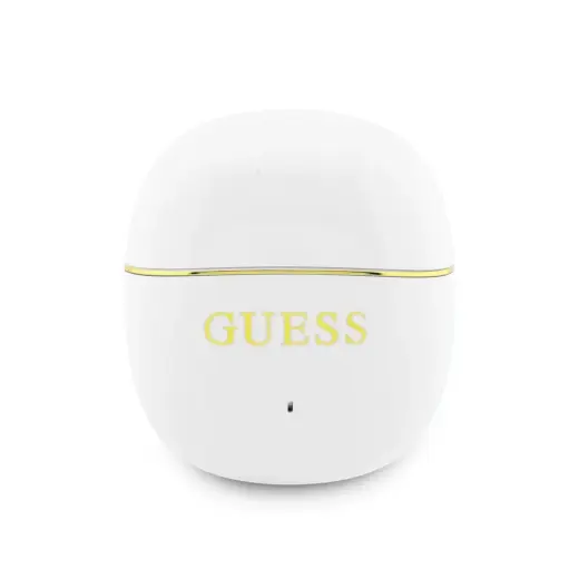 Guess Gold Line Glossy Classic Logo TWS Wireless Earphones White