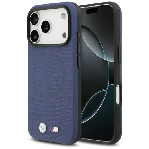 BMW M FW Metal Logo MagSafe Case for iPhone 17 Pro Navy Blue