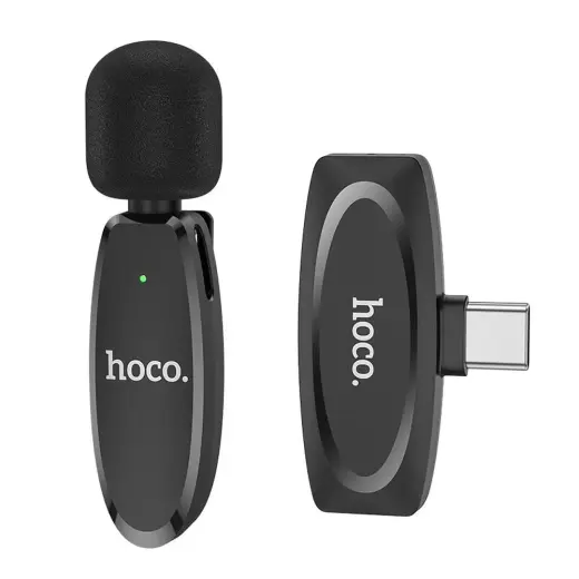 Wireless lavalier microphone USB C Hoco L15 black