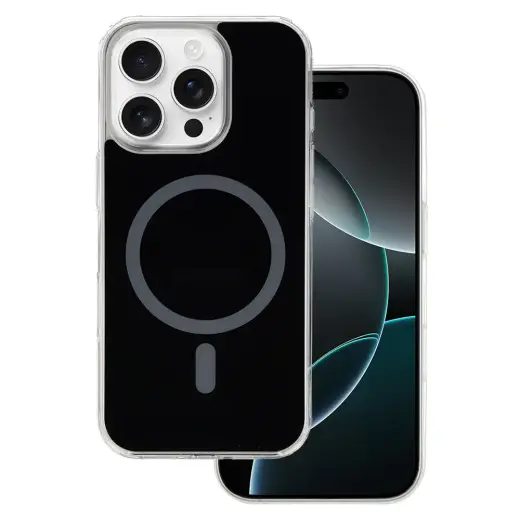 Glossy telefono dėklas su MagSafe palaikymu iPhone 16 Pro juodas