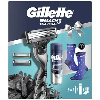 Gillette Mach3 Charcoal Set with Socks