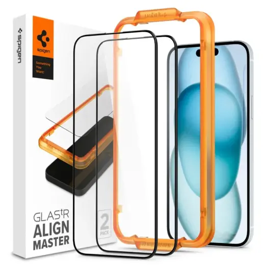 Spigen ALM ekrāna aizsargstikls iPhone 15 melns