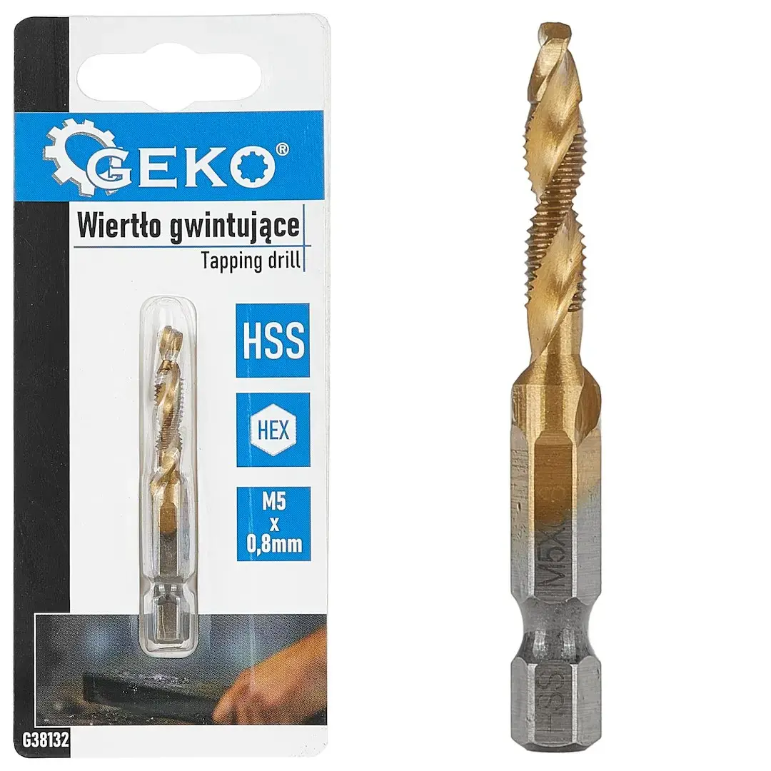 HSS M5 x 0.8mm vītņurbis ar HEX stiprinājumu