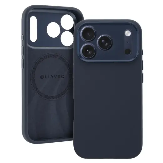 Liavec Silk Shield phone case with MagSafe support for iPhone 17 Pro navy