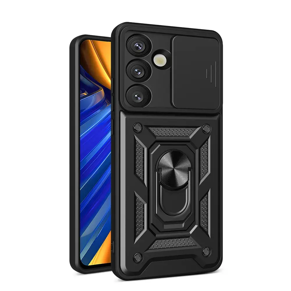 Hybrid Armor Camshield maciņš ar statīvu telefonam Samsung Galaxy S26+ (S947) melns (ar kameras aizsargu)