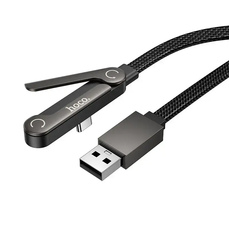 Cable with bracket USB A to USB C 3A Hoco 1,2 m U150 Exquisite black
