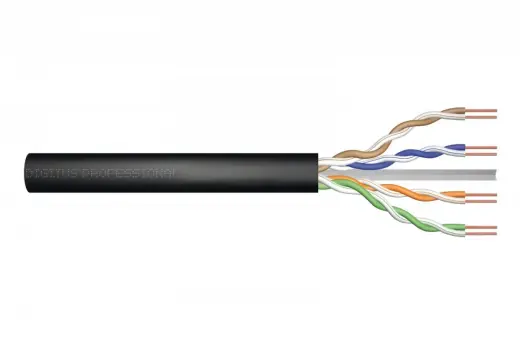 Installation cable U|UTP cat. 5e, PE wire, external gelled, black, 305m (reel)