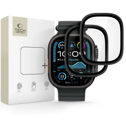 SZKŁO HARTOWANE TECH-PROTECT GLASS RING 2-PACK APPLE WATCH ULTRA 1 | 2 (49 MM) BLACK