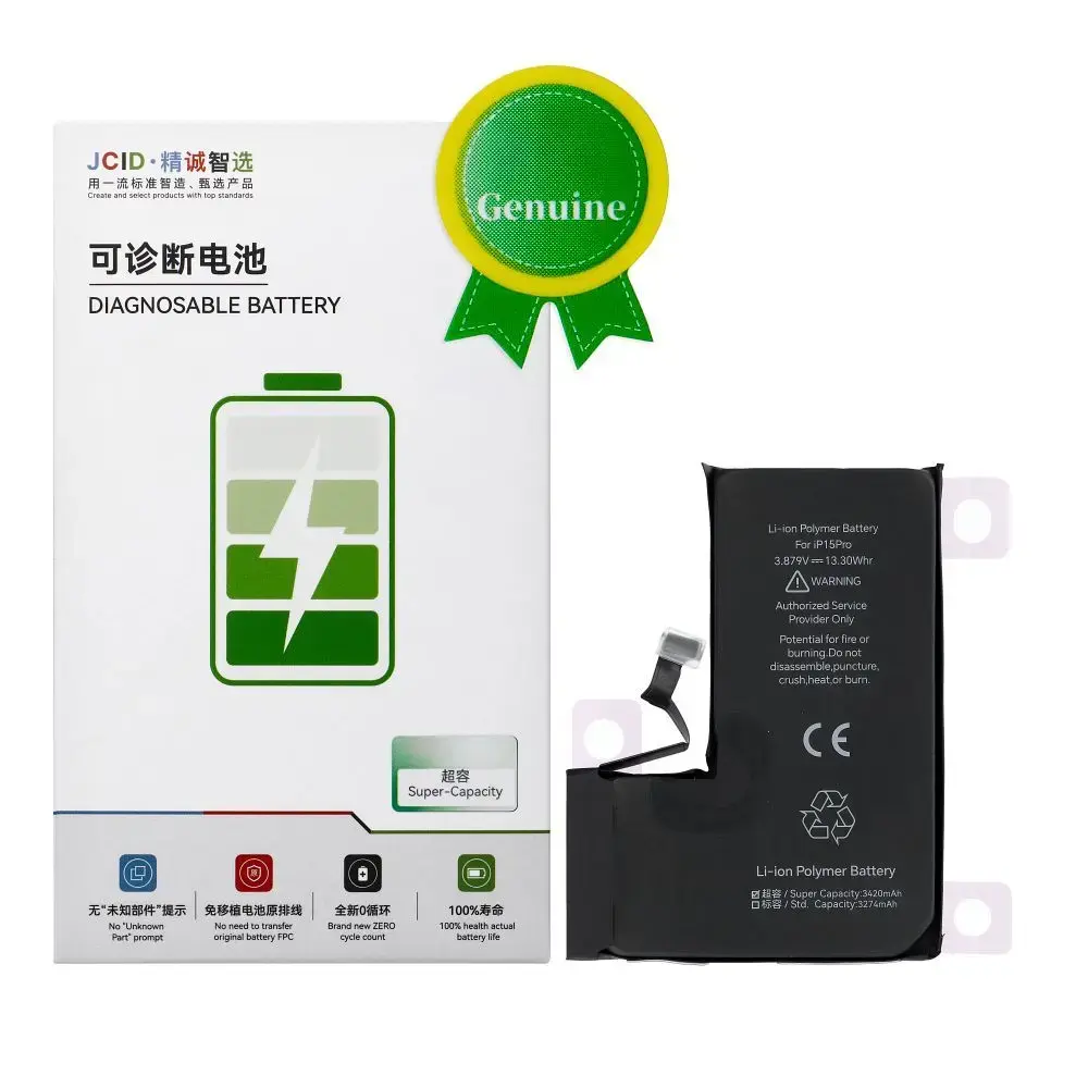 JCID Diagnosable Genuine Battery for iPhone 15 PRO (high capacity)