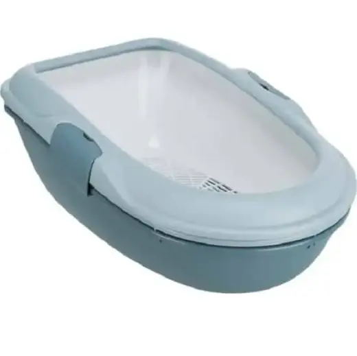 Kaķu tualete : Trixie Berto cat litter tray, with rim, separating system, 39 × 22 × 59 cm, light blue|petrol|white