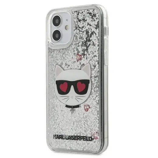 Karl Lagerfeld KLHCP12SLCGLSL iPhone 12 mini 5,4" srebrny|silver hardcase Liquid Glitter Choupette