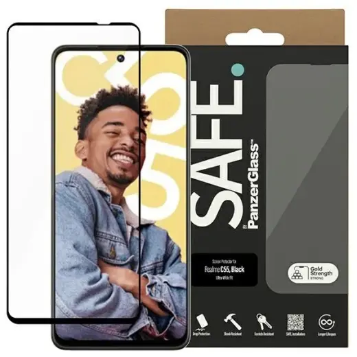 SAFE by PanzerGlass Realme C55 Screen Protection Ultra-Wide Fit czarny|black SAFE95495