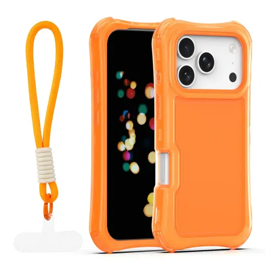 Safepop telefono dėklas su dirželiu iPhone 17 Pro oranžinis