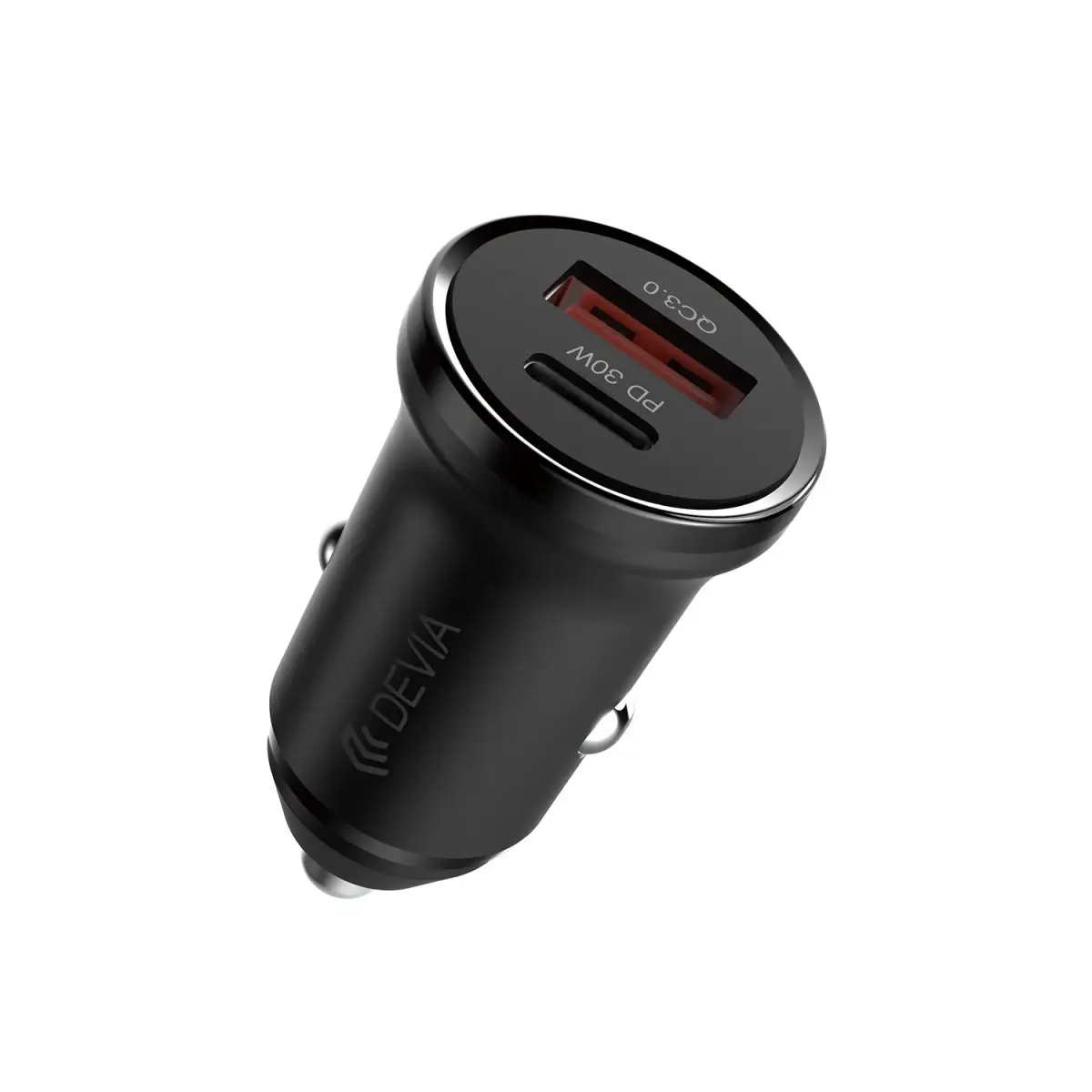 Devia Smart Mini auto lādētājs | 30W | PD, QC | USB-A, USB-C | balts