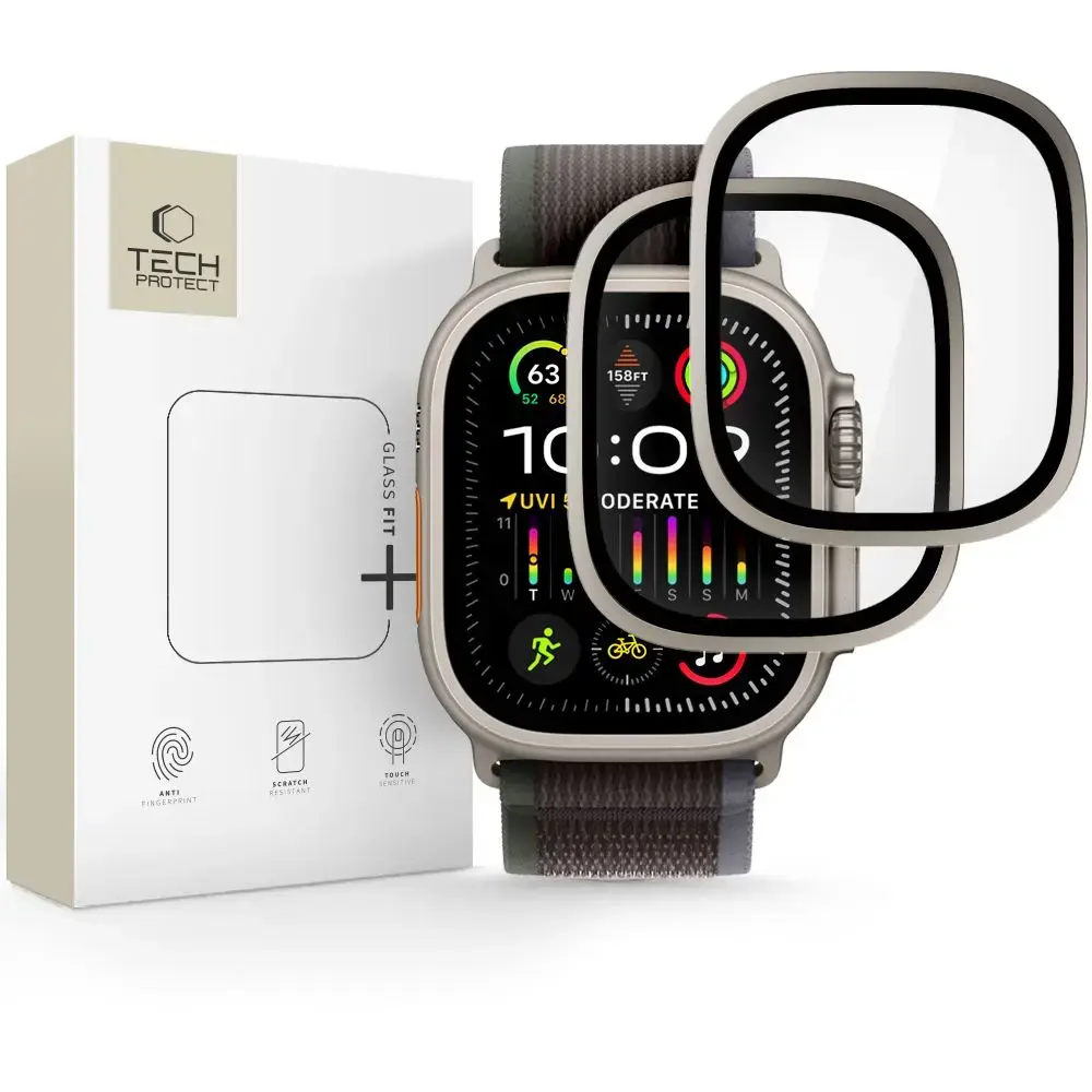 SZKŁO HARTOWANE TECH-PROTECT GLASS RING 2-PACK APPLE WATCH ULTRA 1 | 2 | 3 (49 MM) TITANIUM