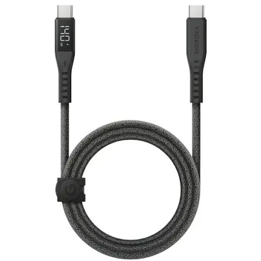 ENERGEA Flow datu pārraides un uzlādes vads | USB-C uz USB-C | 240W | ar LED ekrānu | 1.5m | melns