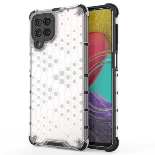 Honeycomb armored phone case for Samsung Galaxy M53 (M536) transparent