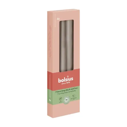 Galda sveces 4gab.kastē 245/24mm pelēkbrūnas