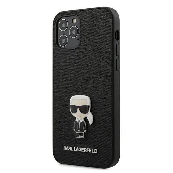 Karl Lagerfeld KLHCP12LIKMSBK iPhone 12 Pro Max 6,7" czarny|black hardcase Saffiano Ikonik Metal