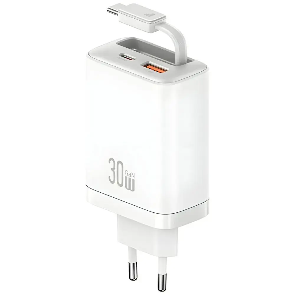 USAMS Xiang Series CC296 tīkla lādētājs | 30W | USB-C, USB-A | balts