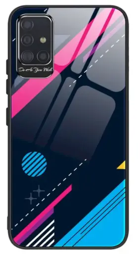 Fusion Color Glass Back Case Silicone Case For Samsung A515 Galaxy A51 (Design 4)