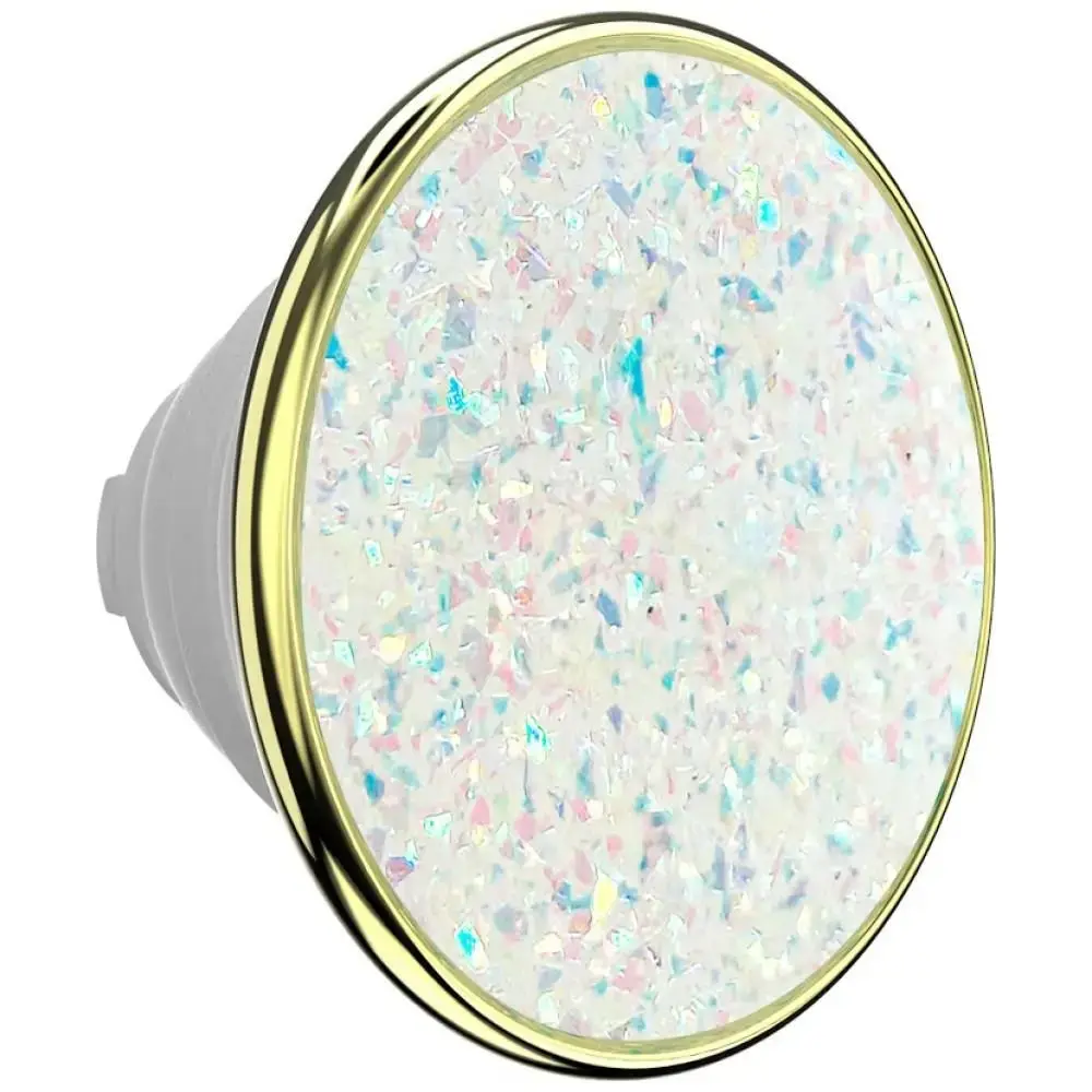 PopSockets PopTop Luxe Enamel Opal phone grip and stand white