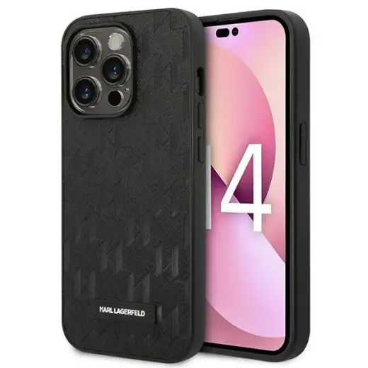 Karl Lagerfeld Saffiano Monogram Case for iPhone 14 Pro Max Black