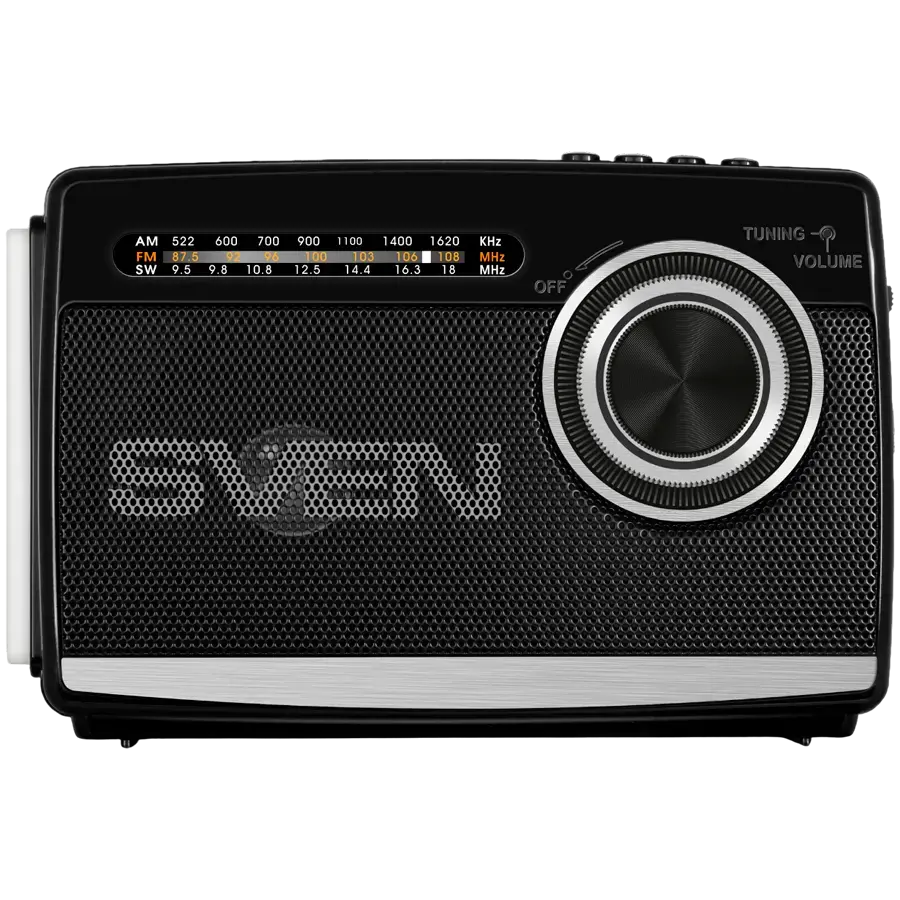 Speaker SVEN SRP-155, black (3W, Bluetooth, FM/AM/SW, USB, microSD, flashlight, battery)