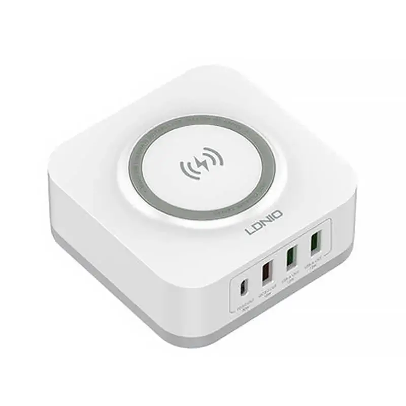 Wireless induction charger LDNIO AW004, 3x USB + USB-C, 32W (white)