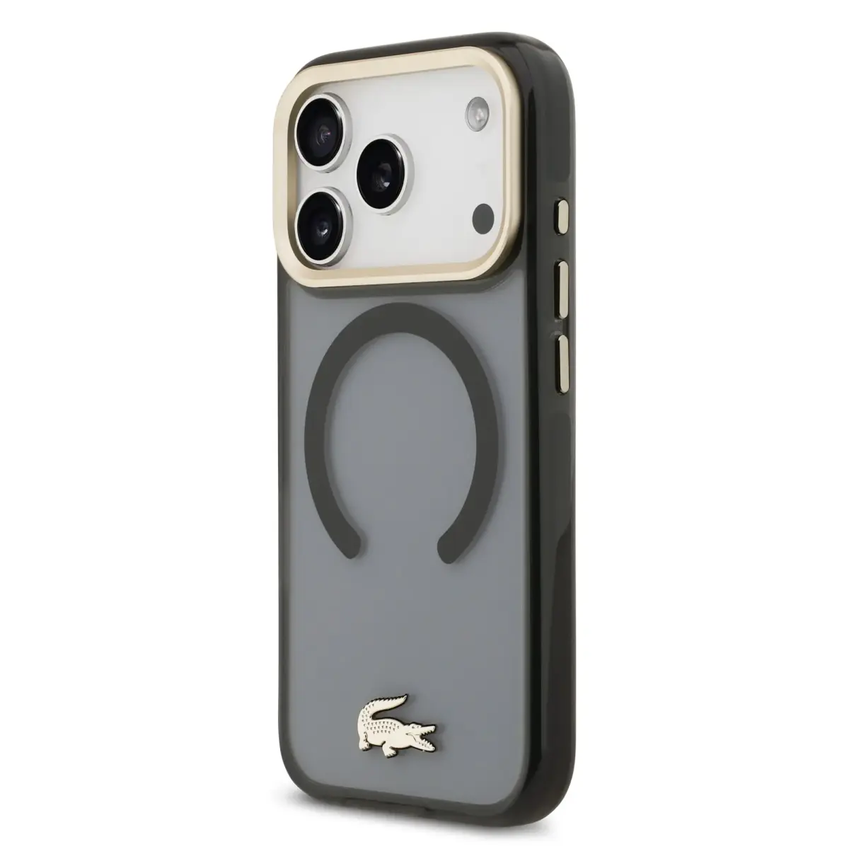 Lacoste PC|TPU Frosted Finish Gold Logo MagSafe Case for iPhone 17 Pro Black