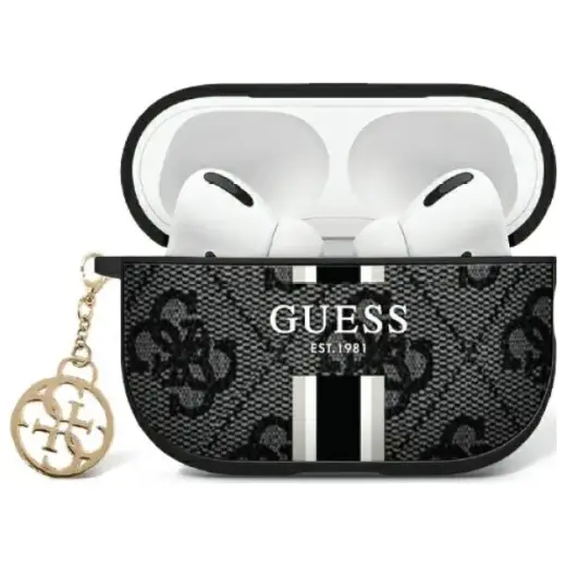 Guess GUA2P4RPSK AirPods 1|2 cover        czarny|black 4G Printed Stripes Charm