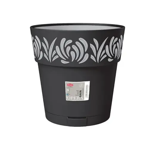 Lillepott koos kandikuga Gaia Ø30x29cm must