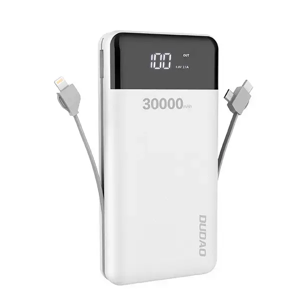 Dudao K1Max 30000mAh power bank with built-in cables white (K1Max-white)