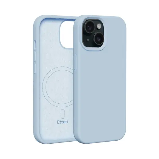 Etteri Silicone maciņš ar MagSafe atbalstu telefonam iPhone 15 zils