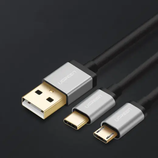 Ugreen US196 USB 2.0 to Type C Y Splitter Cable 1m Black