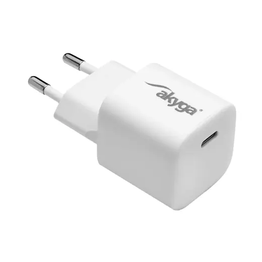 Wall charger Akyga AK-CH-22 25W USB-C PD GaN 5-12V | 2.08-3A  white