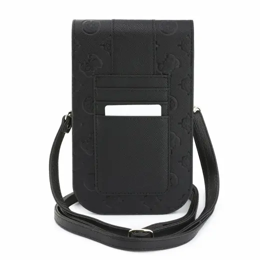 Guess PU 4G Peony Stripe Metal Logo Phone Bag Black