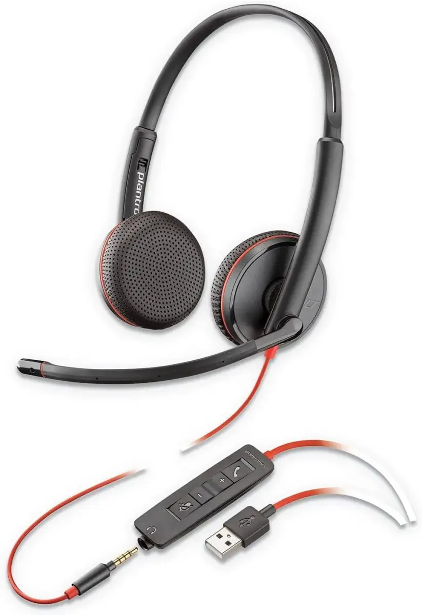Wire headphones Jack 3,5 mm / USB A Poly Blackwire C3225 black