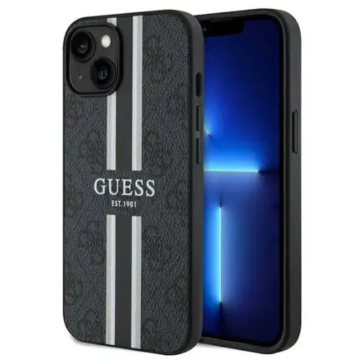 Guess GUHMP15SP4RPSK iPhone 15 | 14 | 13 6.1" czarny|black hardcase 4G Printed Stripes MagSafe