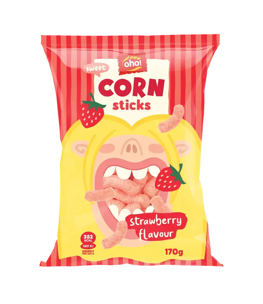 Kukurūzas nūjiņas Oho Ar zemeņu garšu 170g
