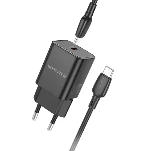Borofone Wall charger BN13 Safety - Type C - PD 30W with Type C to Type C cable black