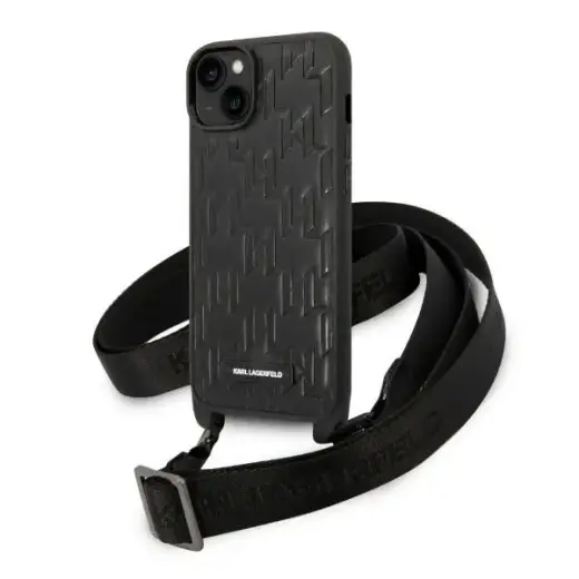 Karl Lagerfeld KLHCP14MSTMMK iPhone 14  Plus | 15 Plus 6,7" hardcase czarny|black Monogram Plaque Logo Strap