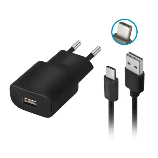 Forever TC-01 зарядное устройство | 10W | USB-A | с проводом USB-C в комплекте | черное