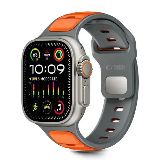TECH-PROTECT ICONBAND LINE APPLE WATCH 8 | 9 | 10 | 11 | SE | ULTRA (44 | 45 | 46 | 49 MM) GREY|ORANGE