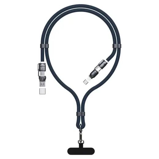 Dudao L20Max 4-in-1 duomenų perdavimo ir įkrovimo laidas | USB-C į USB-C, Lightning, USB-A | 65W | mėlynas