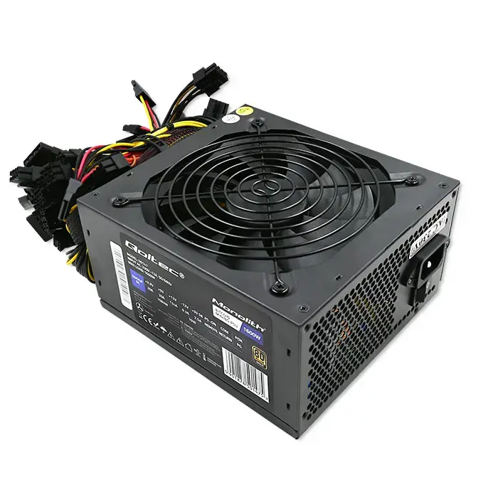 Qoltec ATX Power Supply 1600W | 80 Plus Gold | Data mining