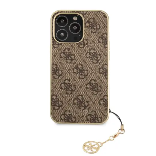 Guess 4G Charms Case for iPhone 13 Pro Brown
