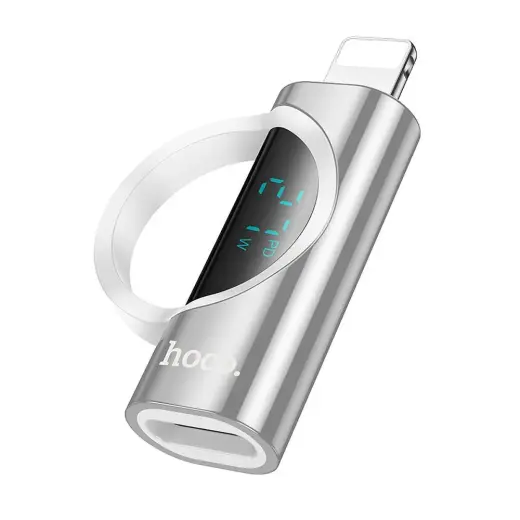 Adapter Lightning to USB C Hoco PD 2,4A 27W with display UA32B silver