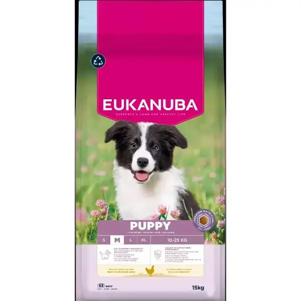 Sausa barība kucēniem - Eukanuba Puppy Medium Chicken, 15 kg